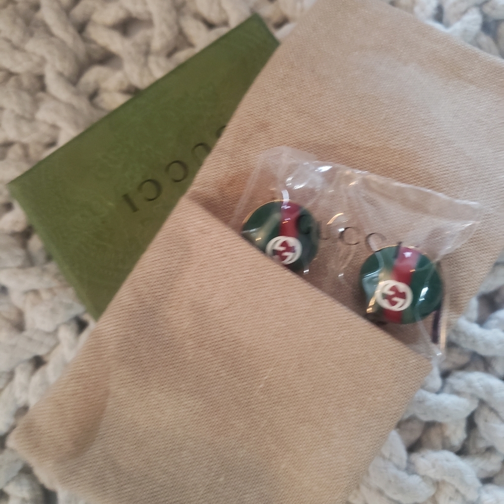 Authentic Large Gucci Resin Web Stud Earrings